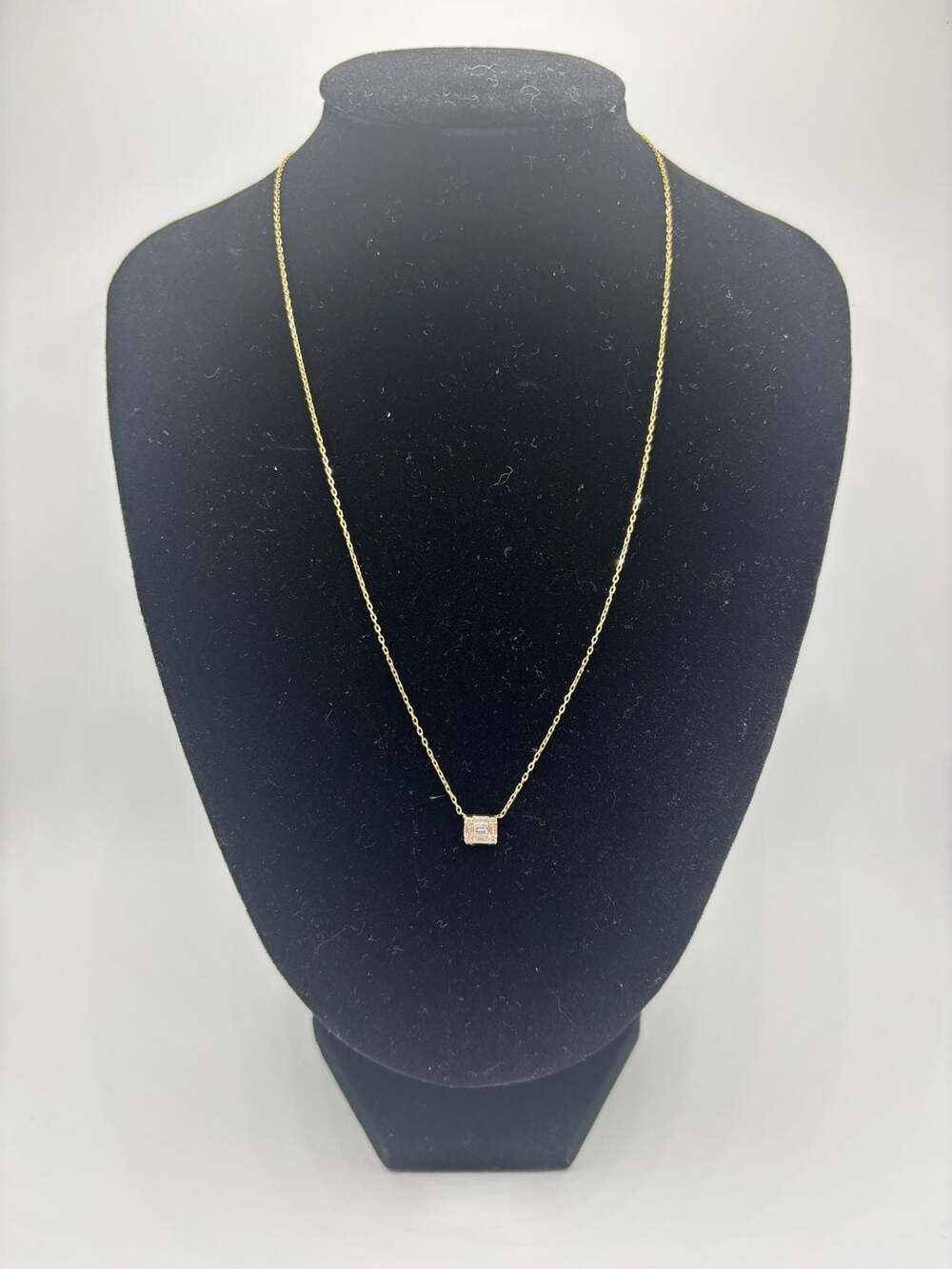 Gold Square Pendant Necklace - Small Cube Charm